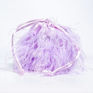 OSTRICH FEATHER BUCKET BAG COLOR LAVENDER NEW